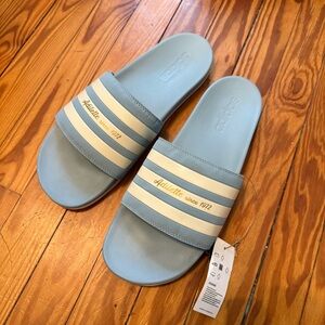 Blue Adidas Adilette Comfort Slides